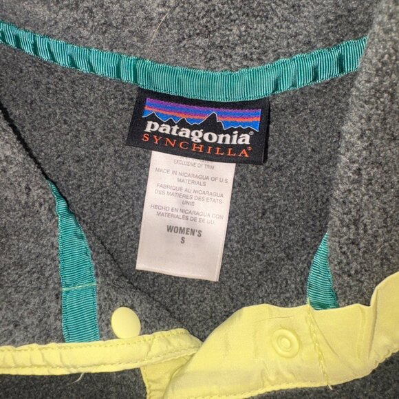 PATAGONIA Women's Lightweight Synchilla® Snap-T Pullover Gray Chartreuse Small - Picture 6 of 10